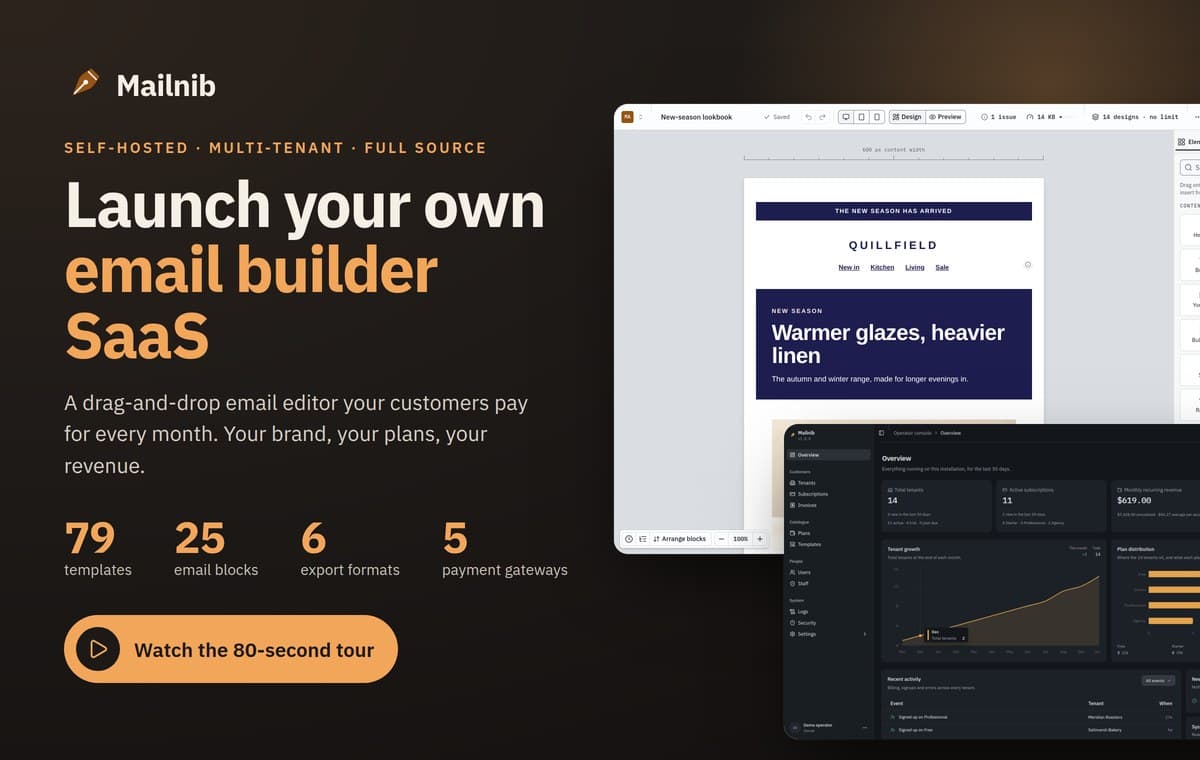 Mailnib: launch your own email builder SaaS
