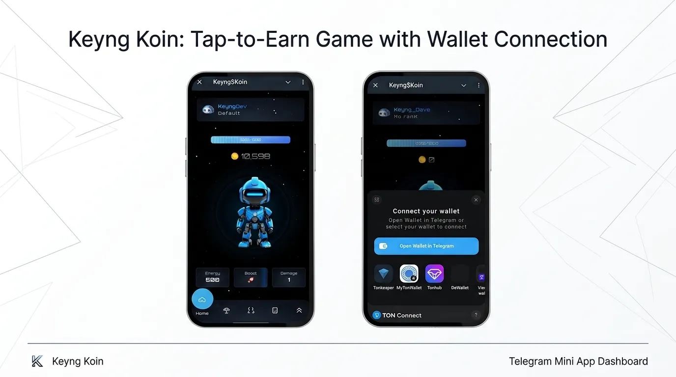 Keyng Koin Telegram Mini App Tap-to-Earn Game Dashboard