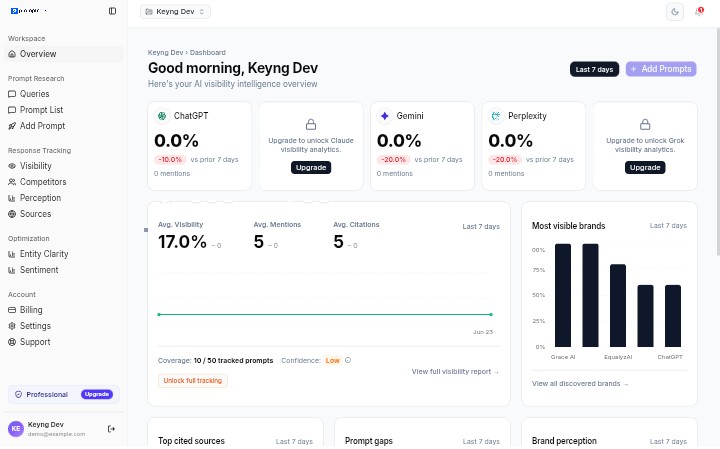PromptRank GEO Agency Brand Visibility Audit Dashboard