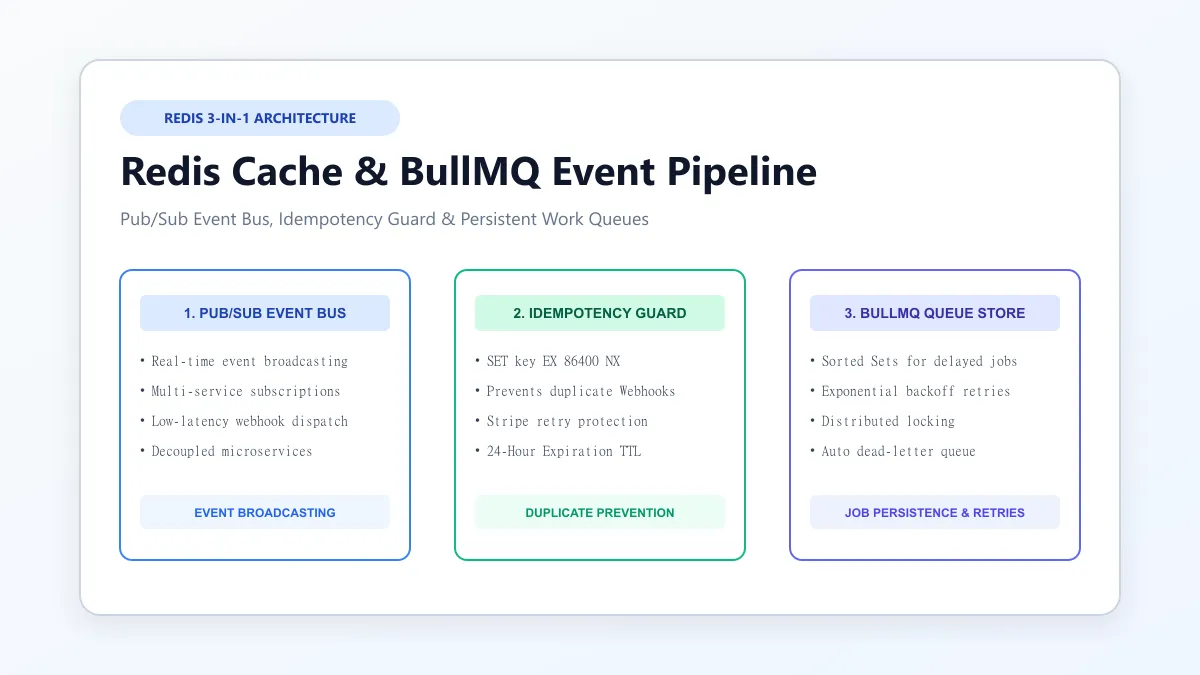Redis Cache Pub/Sub and BullMQ Event Queue Architecture